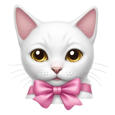 White cat with pink bow sticker