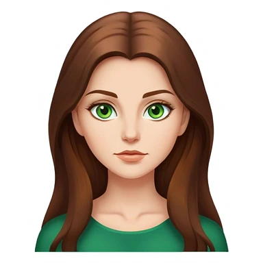 Beautiful woman with long brown hair and green eyes and a strong chin sticker