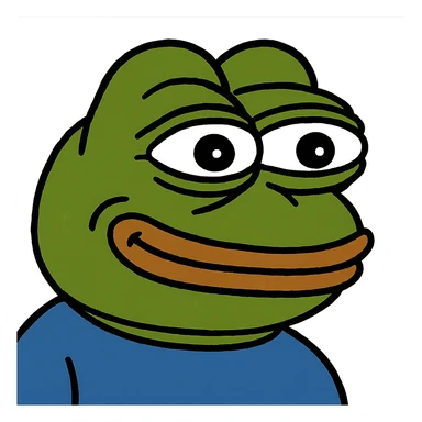Pepe the Frog with a happy expression, meme style sticker