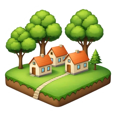 a piece of land with trees and houses sticker