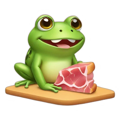 Cute frog eating ham sticker