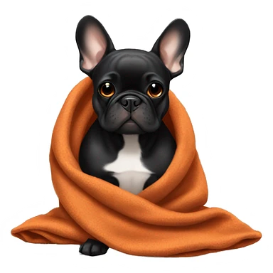 Black and tan frenchie with burnt orange blanket  sticker