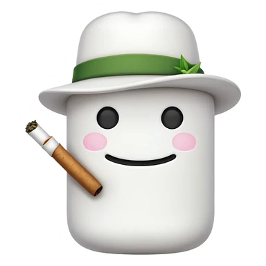 marshmallow gangster character smoking weed sticker
