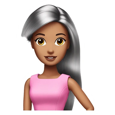 barbie doll pink dress black hair sticker