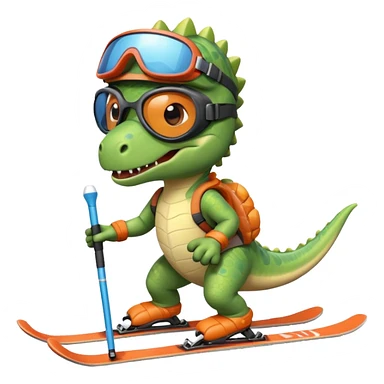 Dinosaur skiing sticker