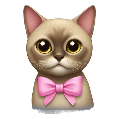 Cozy Burmese cat with pink bow sticker