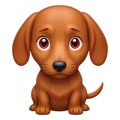 Create an angry dachshund with angry eyes and a little red face sticker