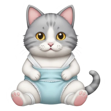 cat sitting in a diaper sticker