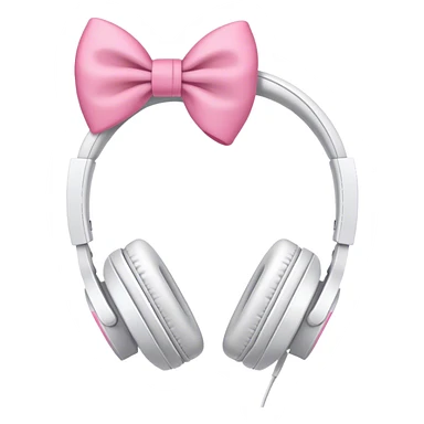 White headphones with pink bow sticker