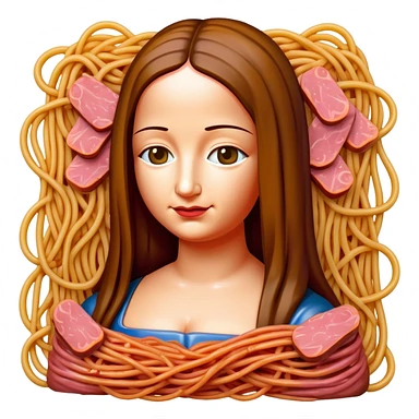 monalisa made of SPAM meat melted pink dripping sauce spaghetti portrait sticker