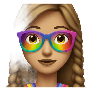 brown hair girl wearing a rainbow glass sunglasses sticker