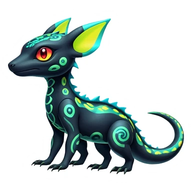 Cute Colorful Neon Exotic Salandit-Aurorus-Umbreon-Fakémon-hybrid-creature (full body)  sticker