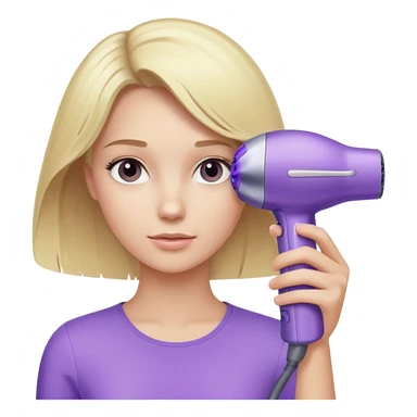 blonde girl using a light purple Dyson hair dryer sticker