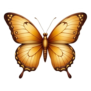 A delicate butterfly with warm brown tones, softly glowing under golden sunlight. The wings have intricate patterns resembling autumn leaves, set against a vintage parchment background. sticker