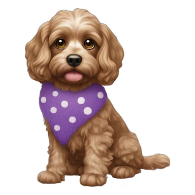 cavapoo with purple fur and green polka dots sticker