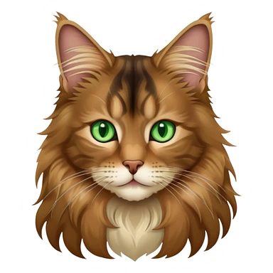 A light brown and black long haired Maine coon kitty with green eyes sticker