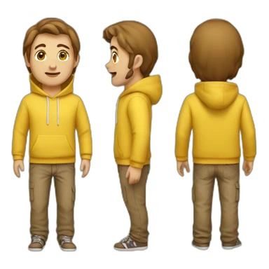 A guy with yellow hoodie and brown hair sticker