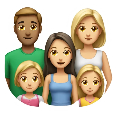 5 person European Family together consisting of 1 man and 4 girls sticker