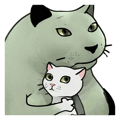 One big cat and one small cat hugging sticker