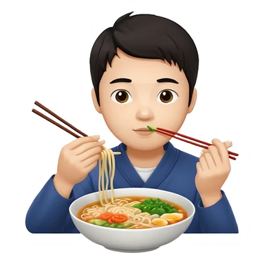Asian guy eating ramen sticker