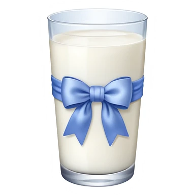 Glass of milk with a Periwinkle bow wrapped around the glass  sticker