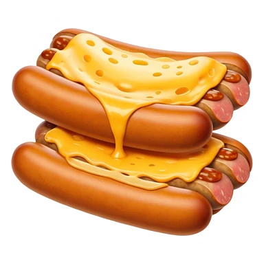 make a picture of a sausage that has been cut in half and melted cheese comes out from inside the sausage sticker