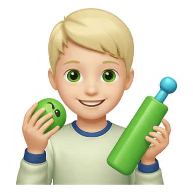 kid playing green formula toy sticker