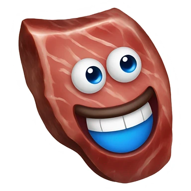 steak with blue eyes sticking its tongue out  sticker