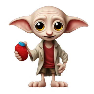 Dobby holds a red sock in his hand sticker