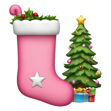 Pink Christmas stocking sticker