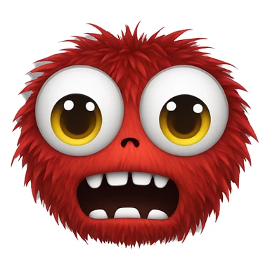 red angry hairy monster sticker