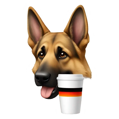 German Shepherd  drinks coffee sticker