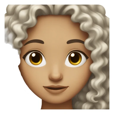 A brunette girl with curly hair and white skin and brown eyes sticker