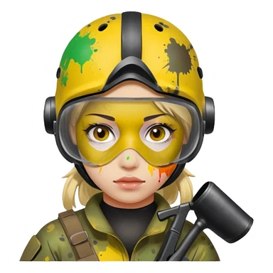 paintball player face girl sticker
