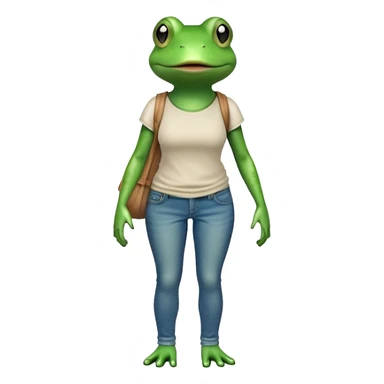 female anthropomorphic frog in jeans and t-shirt walking upright sticker
