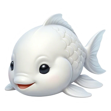 Meme-Worthy Cute Sleeping White Goldfish Portrait Emoji, Head resting peacefully with a contented smile, showcasing a streamlined, graceful body and a luxuriously soft pure white hue, eyes closed in a serene, floating nap, Simplified yet hilariously adorable features, highly detailed, glowing with a soft, drowsy light, high shine, relaxed and utterly lovable, stylized with an air of playful laziness, bright and heartwarming, soft glowing outline, capturing the essence of a comically sleepy goldfish, so meme-worthy it feels like it could instantly become the next viral sensation of adorable slumber! sticker