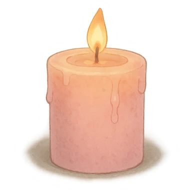 pink pastel candle with soft aesthetic and gentle lighting in ghibli style sticker