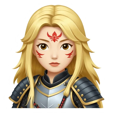 Lady samurai with long golden hair and white skin sticker