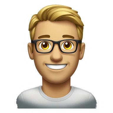 a geeky bachelor handsome guy who loves tech and social impact with a shirt "brinc" written on it sticker