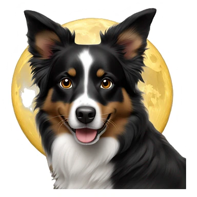 Gold Moon Small black australian shepherd dog sticker