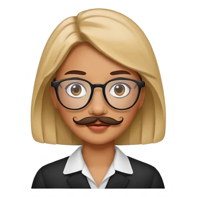 woman with glasses and mustache sticker