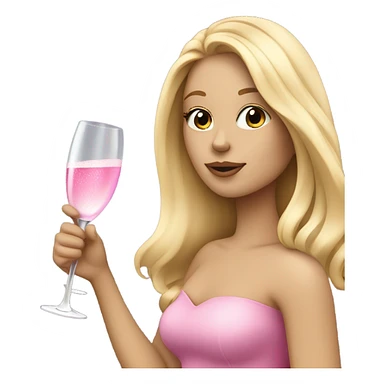 Pretty blonde lady with long hair drinking pink champagne sticker