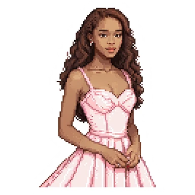 vintage rococo mixed woman with brown hair and light skin in a light pink beautiful gown sticker