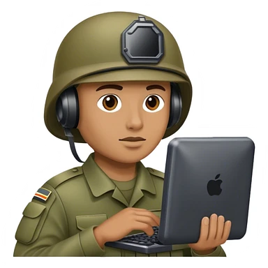 Soldier on a computer portable sticker