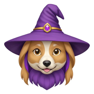 dhiba dog wear purple wicth hat sticker