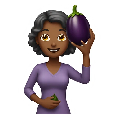 women holding a eggplant  sticker