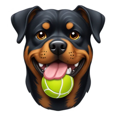 rottweiller with two tenis ball in mouth sticker