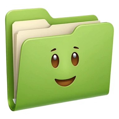 Add a white paper sticking out of the light green closed folder in apple emoji style. sticker