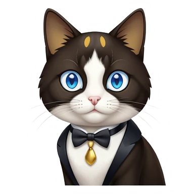 Tuxedo cat with a blue and yellow eye working on GIS projects with me sticker