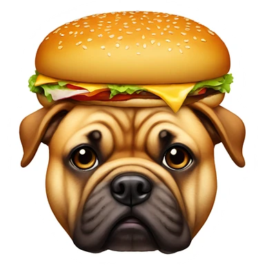 Fat dog with full burger hat on sticker